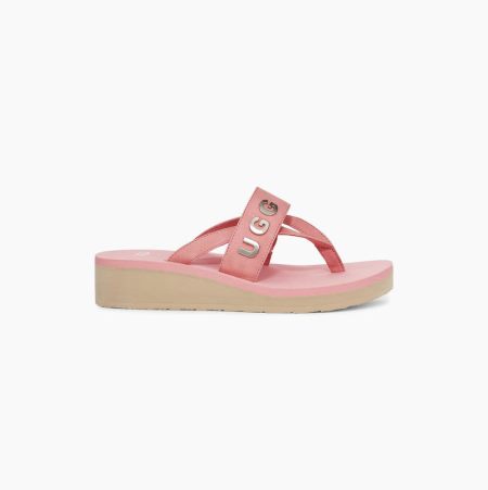 UGG Luna Logo Charm Pink Sandals for Women (IJQT30642)